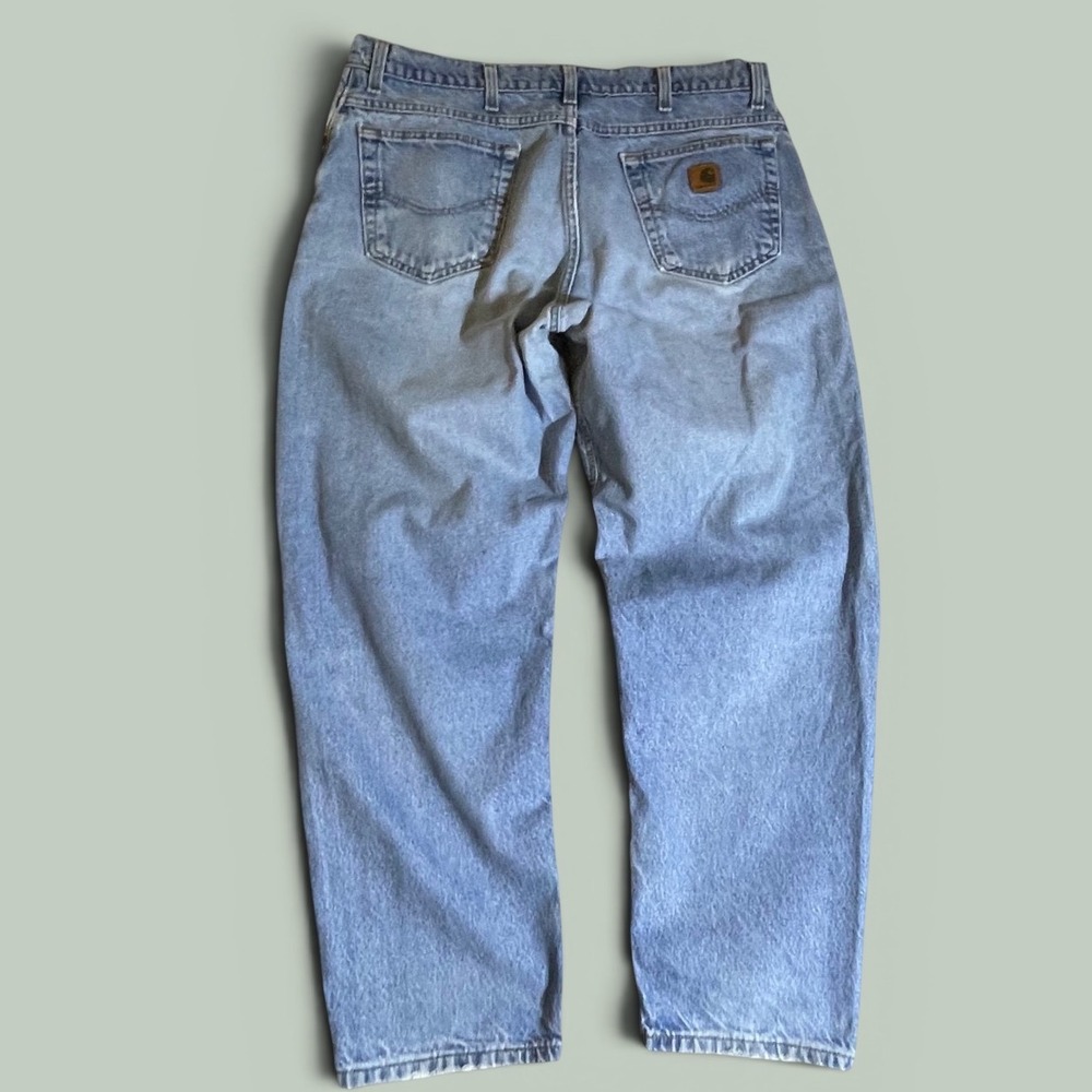 Vintage Carhartt Mens Light Wash Relaxed Fit Denim Jeans Made in USA Blue 0067